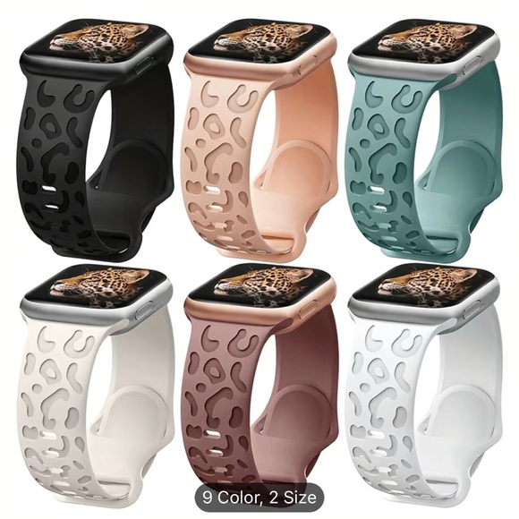 NEW Leopard/cheetah soft silicone Apple Watch bands - Picture 1 of 7